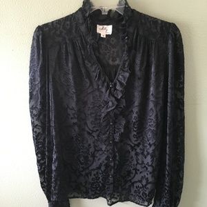 milly sheer ruffle button down blouse